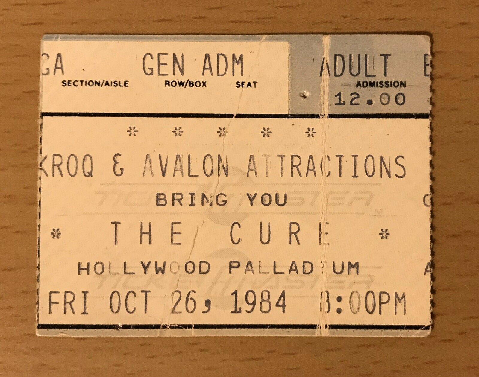 1984 THE CURE HOLLYWOOD PALLADIUM CONCERT TICKET STUB ROBERT SMITH FOREVER C