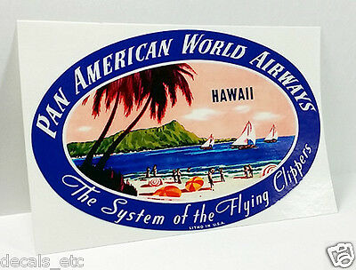 Pan American Hawaii Vintage Style Decal / Vinyl Sticker, Luggage Label