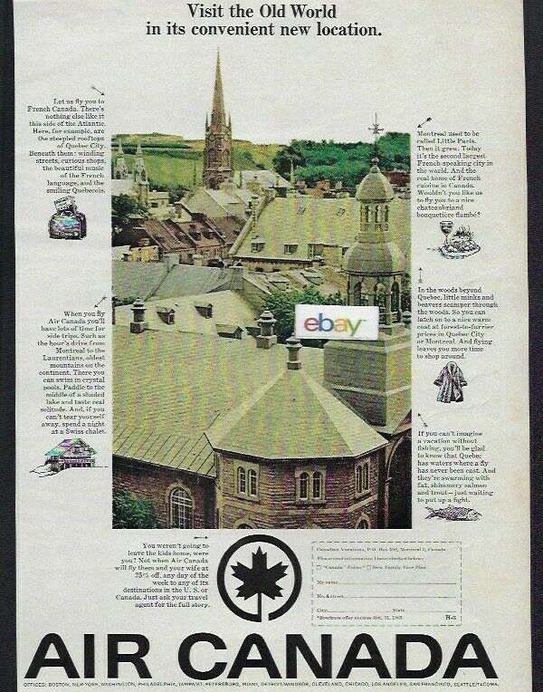 Air Canada 1965 Visit The Old World In Convenient Location French Canada Ad