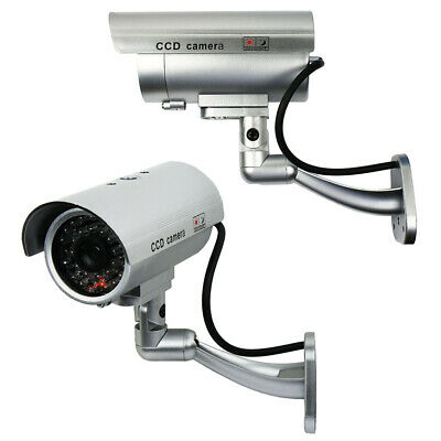 2 Pack Ir Bullet Fake Dummy Surveillance Security Camera Cctv & Record Light