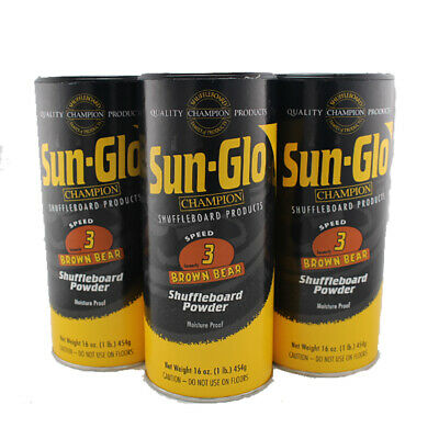 Sun-glo #3 Speed Brown Bear Shuffleboard Table Powder Wax 3 Pack 16 Oz Cans