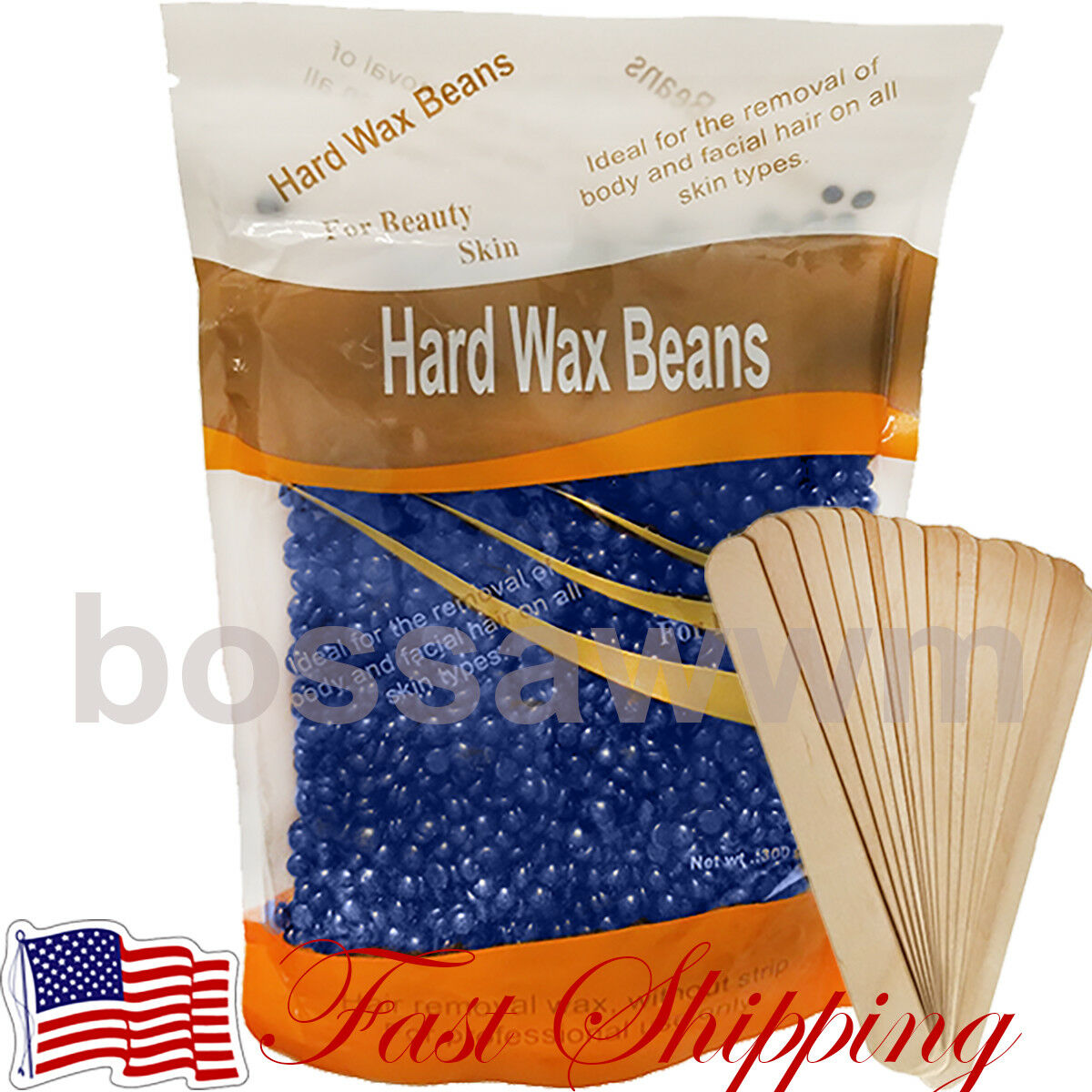 300g Hard Wax Beans Blue Depilatory Beads Stripless Hot Film Bikini  - Us Seller