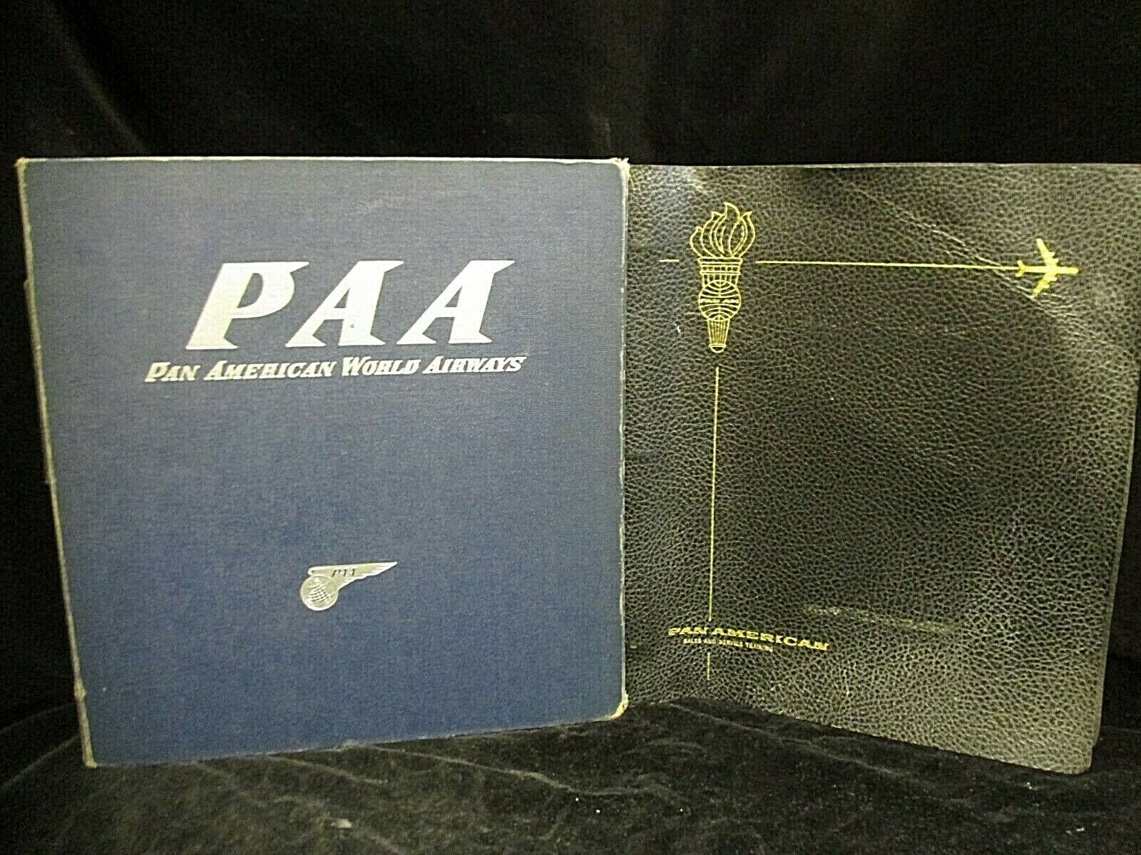 2 Pan Am Airlines Binders, Different Styles, Blue w/ Silver Logo, Used, Empty