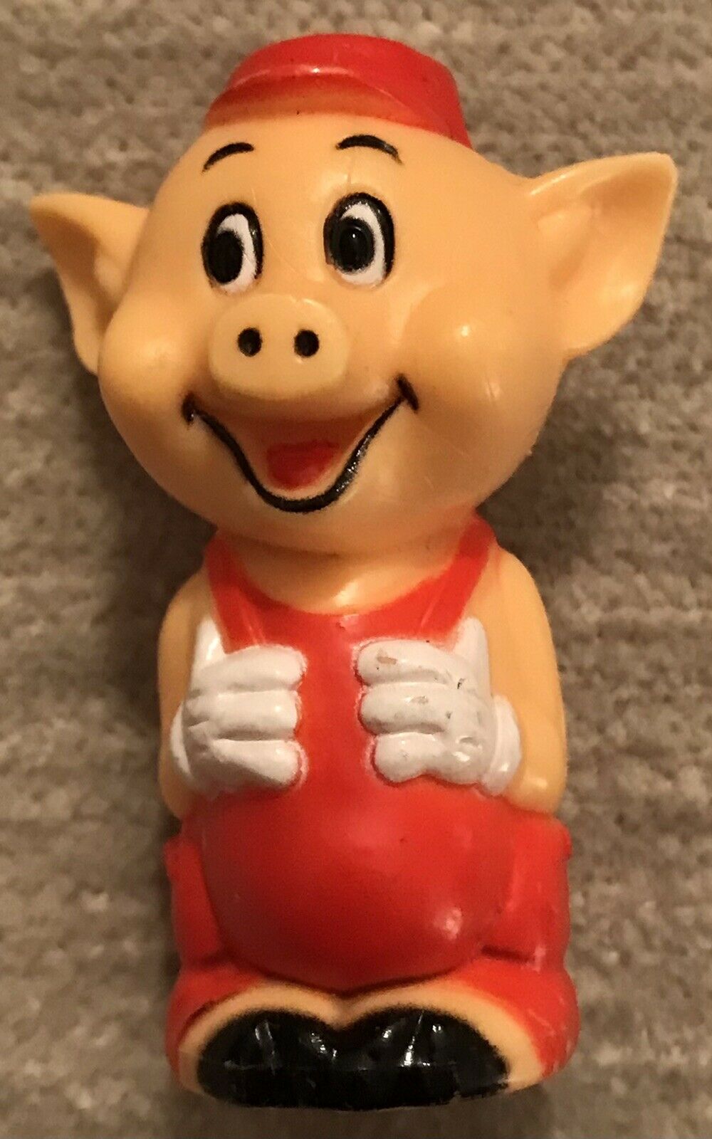 Vintage Disney Story Of The Three Little Pigs, Red Pig Plastic Toy Pencil Topper