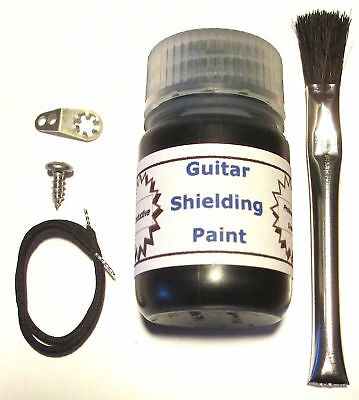 Pro-grade Carbon Guitar Shielding Paint Kit Conductive W/ Brush, Wire, Screw Lug
