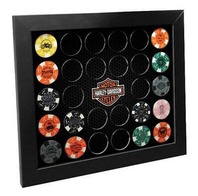 Harley-davidson Poker Chip Collectors Frame, Holds 28 Chips, Made In Usa 6925