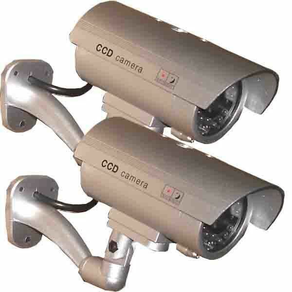 2x Dummy Security Camera Fake Waterproof Led Light Home Surveillance Outdoor