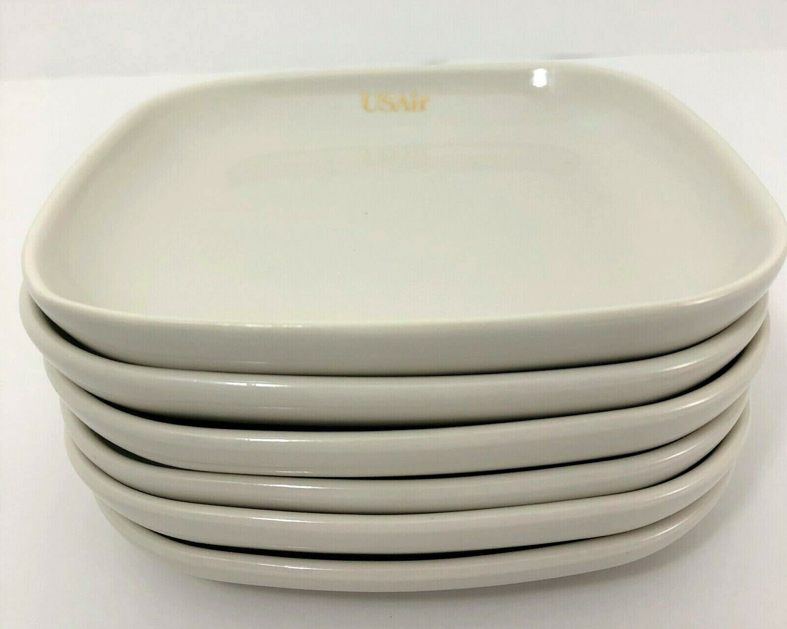 6 USAir Square Bread & Butter Plates 5 7/8