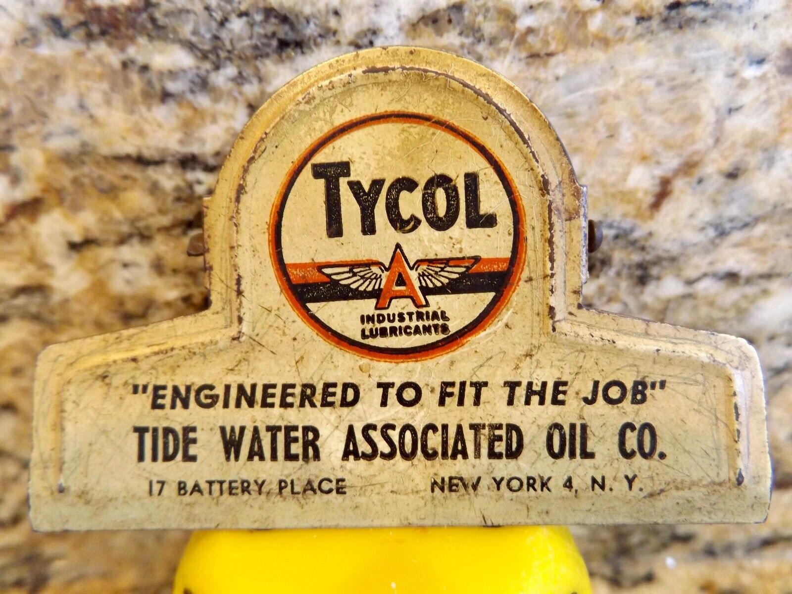 Vintage Tycol" Flying A " Industrial Lubricants Advertising Receipt Clip Gas Oil