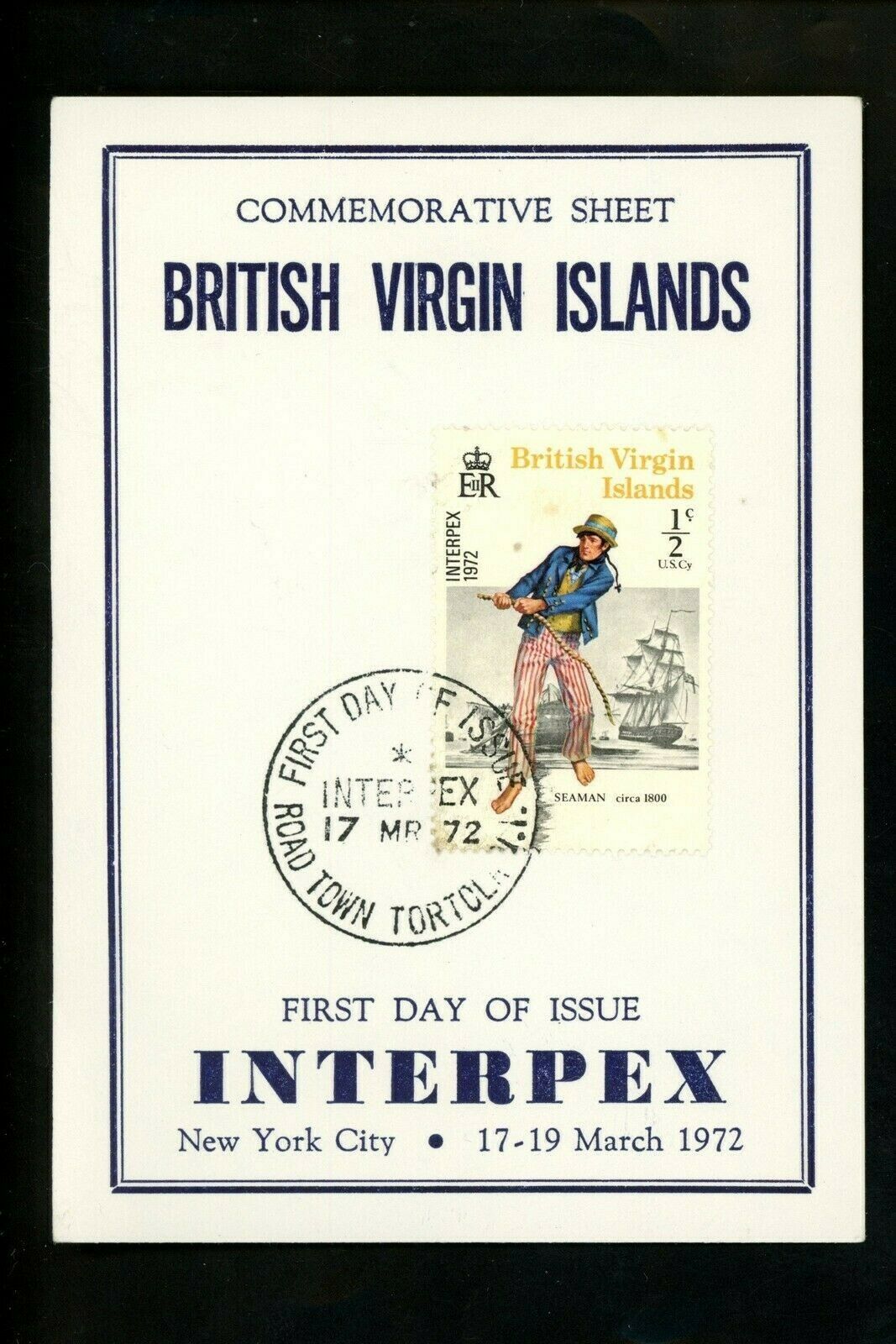 Postal History Virgin Islands Fdc #237 Navy Sailor Tall Ship Leaflet 1972