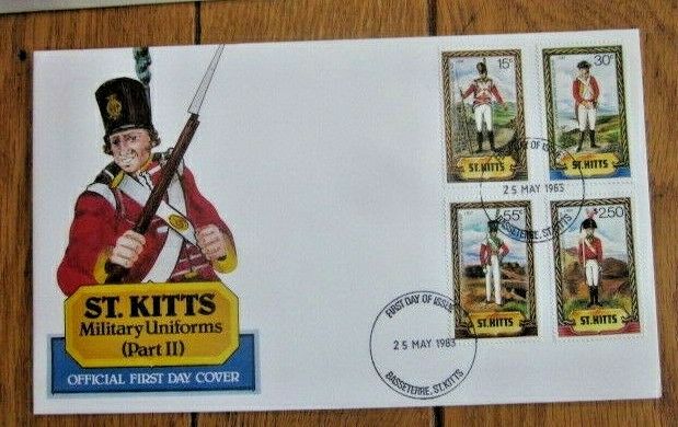 Military Uniforms Set St Kitts #68//74  Fdc 1983    Vf Unaddr