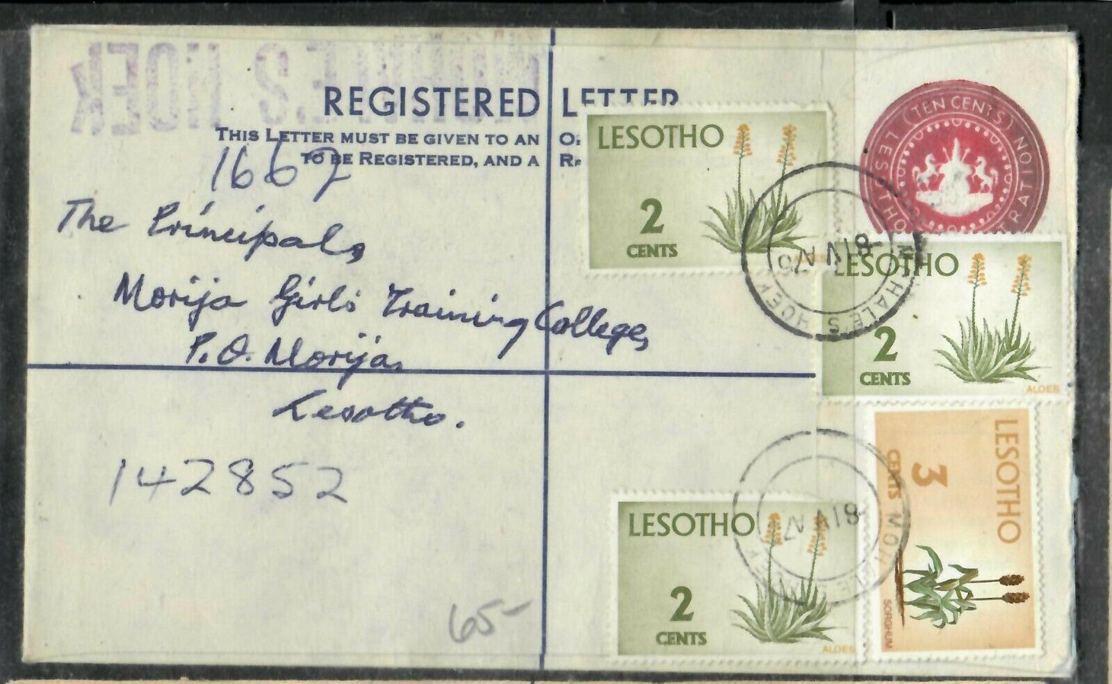 Lesotho Cover (p0506b) 1976 10c Rle+ Plant 2cx3+3c Mohaleshoek To Morija