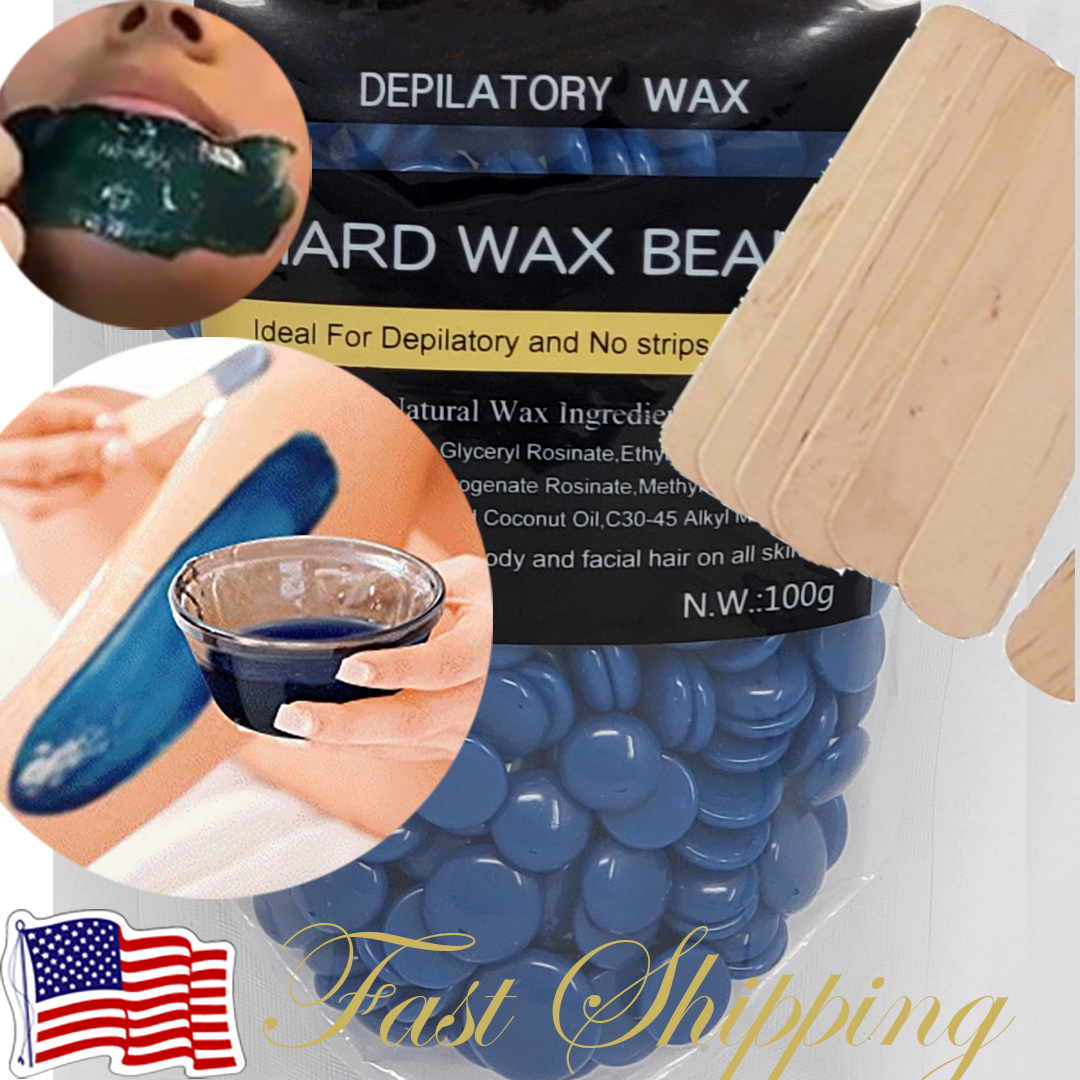 Hard Wax Beads Beans Blue Waxing Hair Removal Hot Film No Strip Us Seller