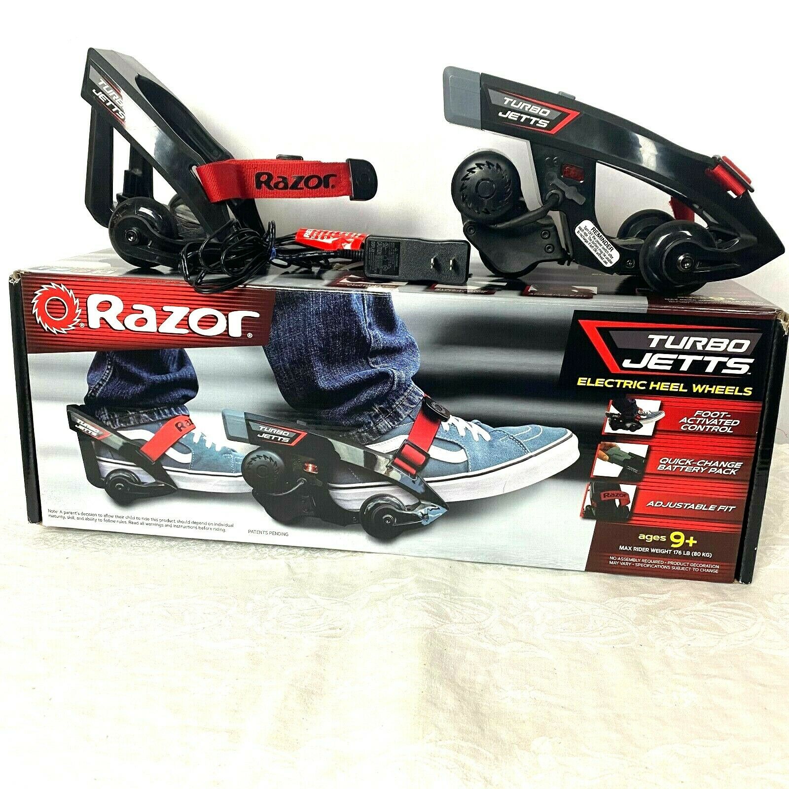 Razor Turbo Jetts Electric Heel Wheels - Black - Foot Activated - Adjustable Fit