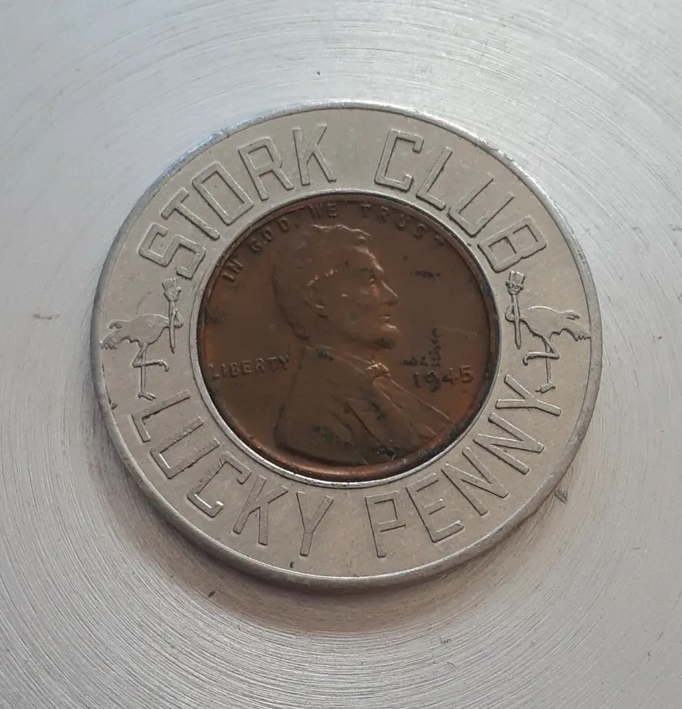 1945 Stork Club Nightclub New York Lucky Wheat Penny ENCASED Coin Cent
