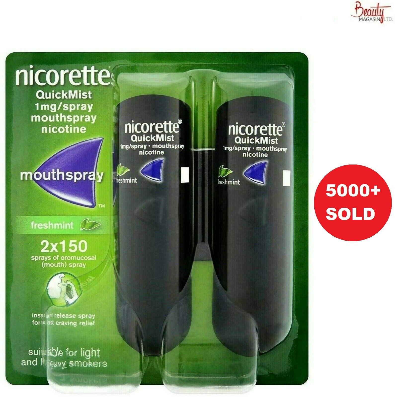 Nicorette Quickmist Duo, 2 X 150 Sprays - Free Shipping To Usa