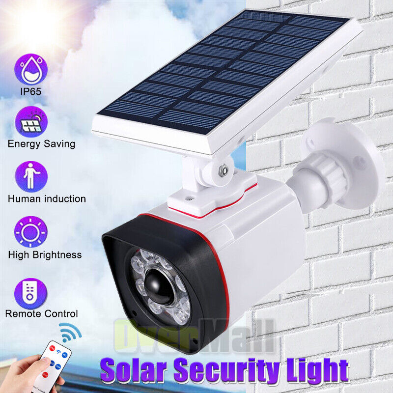 Solar Wall Lamp Dummy Security Camera Fake LED Warning Light Home Surveillance