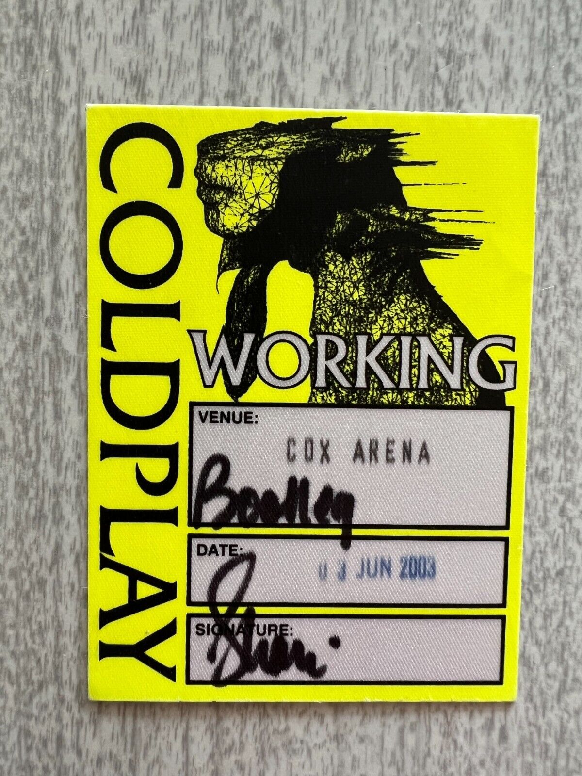 Coldplay A Rush Of Blood To The Head Tour Working Pass Unpeeled