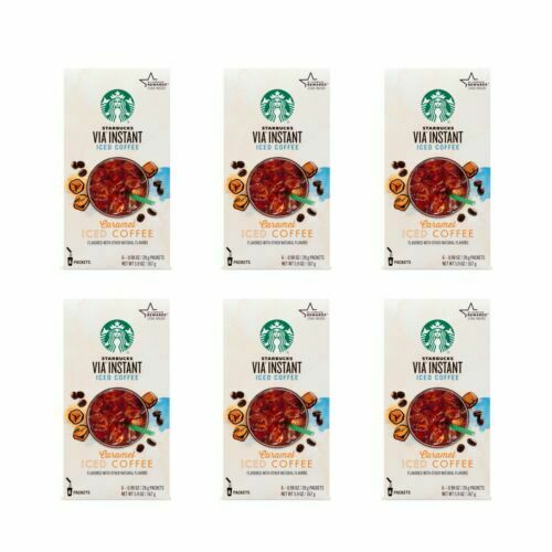 Starbucks Via Instant Coffee Flavored Packets Caramel Iced 6 Boxs Bb  06/20