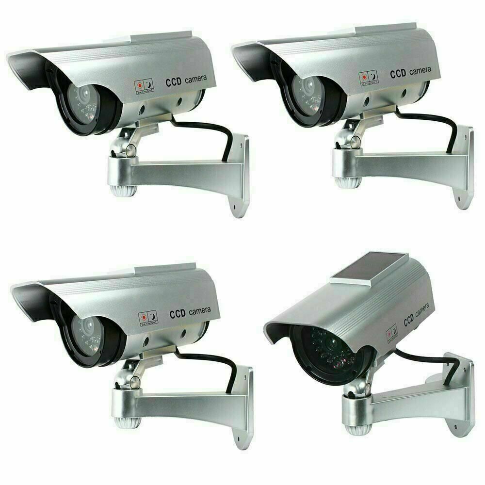 4X Solar Powered Dummy Surveillance Security Camera CCTV with LED Record Light