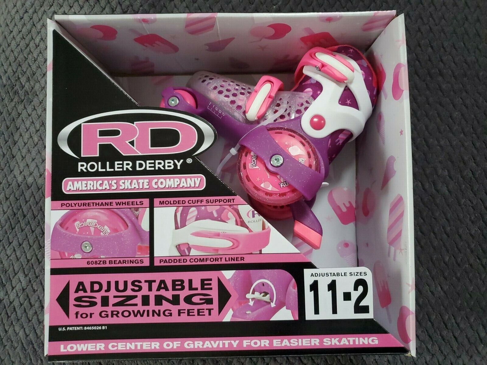 Roller Derby EZ-Roll Girl’s Beginner 4-Wheel quad Skates adjustable Sizes 11J-2