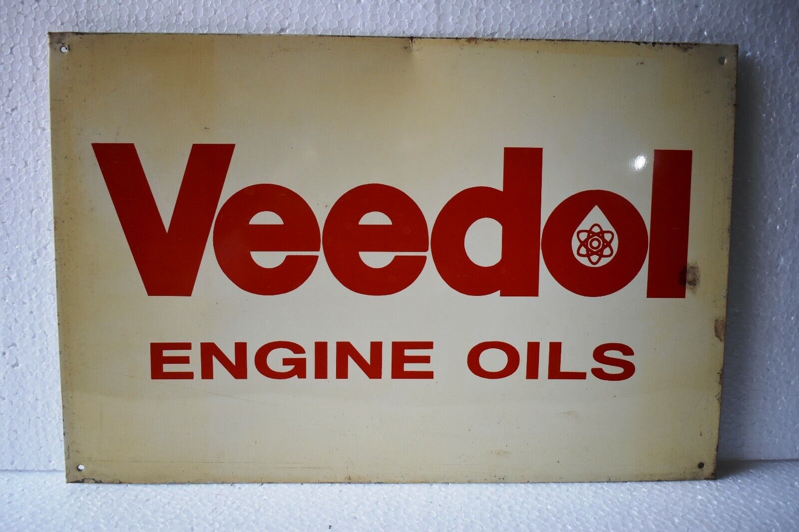 Vintage Veedol Engine Oil Advertising Tin Sign Petrol Pump Oil Shop Display Ad"3