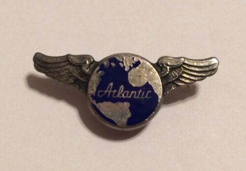 Pan Am American Atlantic Airways Wings Pin Badge Sterling Vintage 1940s Old