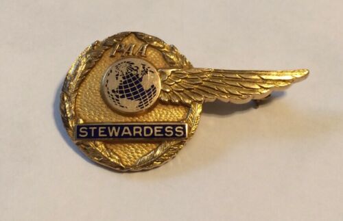 Pan Am Airline 10K Stewardess Wing -Balfour- Flight Attendant Pin Badge PAA 40s