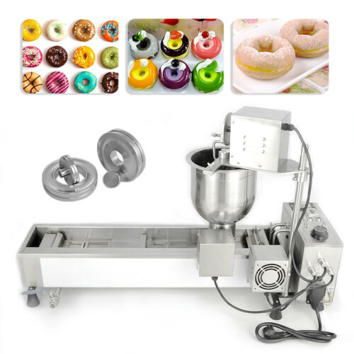 Commercial Automatic Donut Maker Making Machine Wide Oil Tank 3 Sets Free Mold