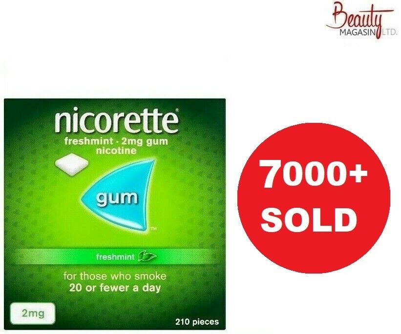 Nicorette Fresh Mint Chewing Gum, 2 Mg, 210 Pieces (stop Smoking) -free Shipping