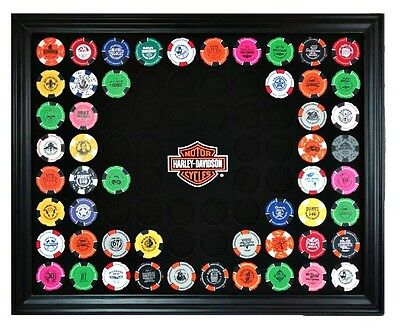 Harley-Davidson® Bar & Shield 76 Poker Chip Collectors Frame Wall Mount 6976D