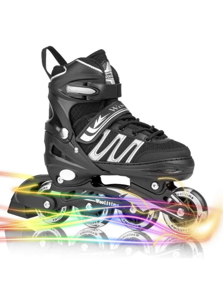 Woolitime Sports Adjustable Blades Roller Skates light up wheels Youth Medium