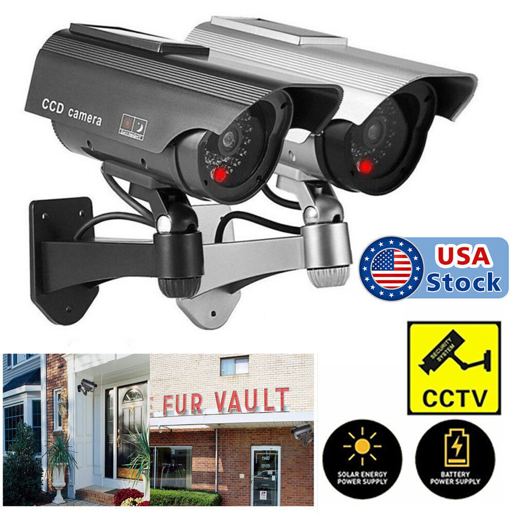 Dummy Fake Bullet Security Camera Blinking LEDs Flashing Light CCTV Surveillance