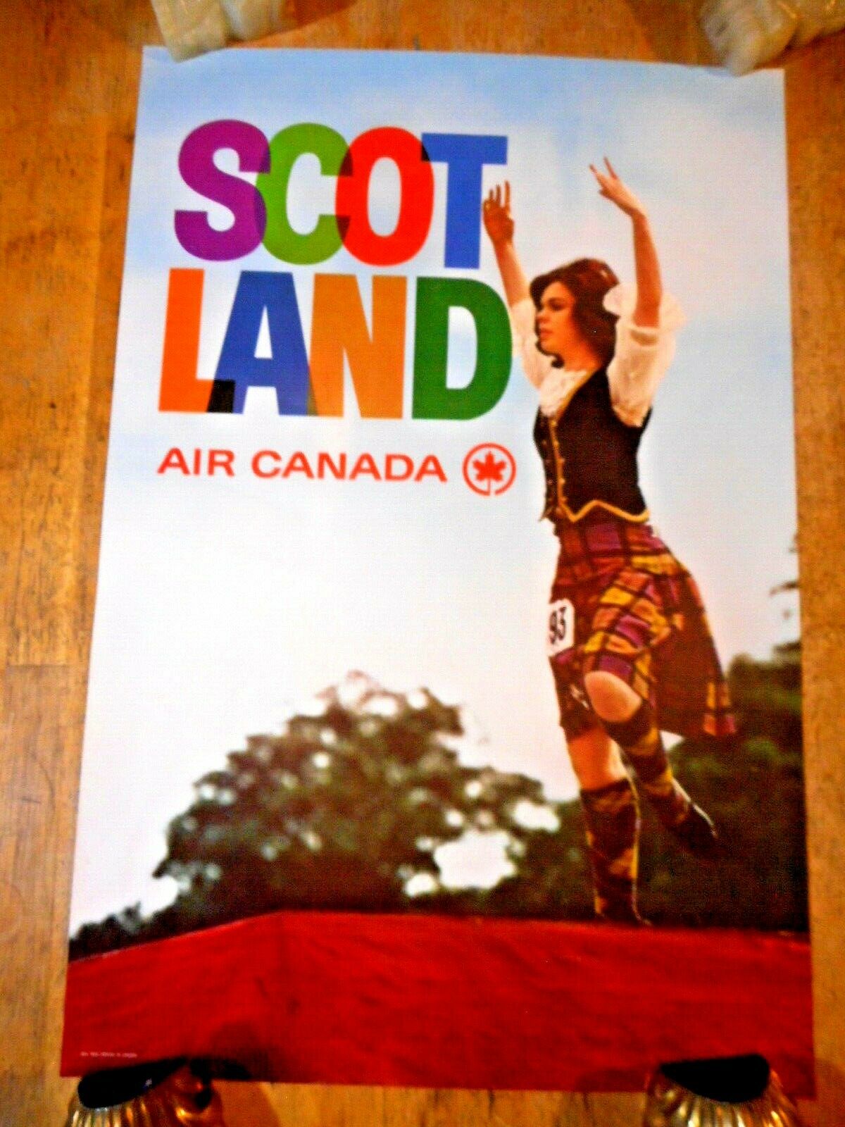 C 1960S SCOTLAND HIGHLAND DANCER AIR CANADA ORIGINAL TOURIST TRAVEL POSTER